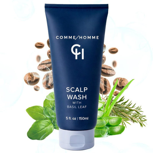 **Hydrating Scalp Wash for Bald Men - Gently Cleanses & Soothes with Basil, Aloe & Caffeine | 5 fl. oz / 150 ml**