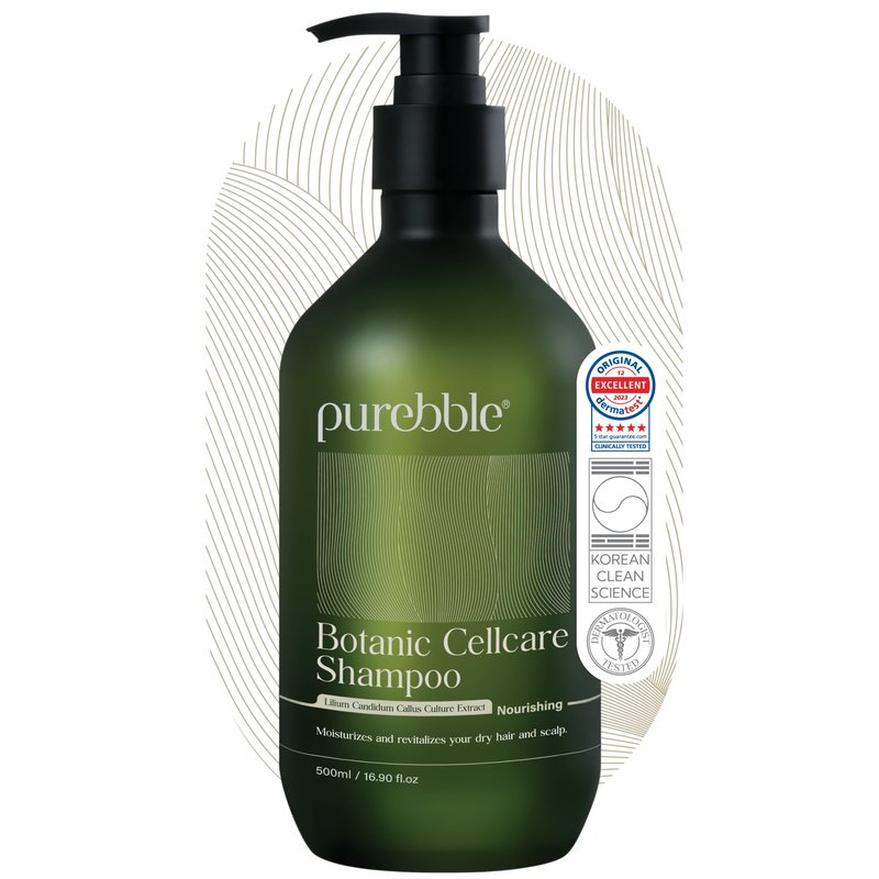 PUREBBLE Nourishing Botanic Cellcare Shampoo 500ml, 16.90 fl oz | Sulfate-Free, Paraben-Free and Color-Safe | pH Balancing