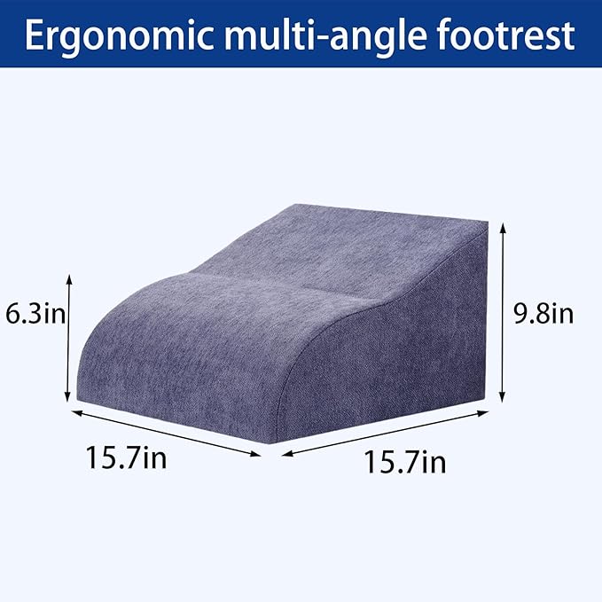 Opuvidity Foot Rest for Under Desk at Work, Ergonomic Under Desk Footrest with Washable Cover for Office, Home & Gaming Leg Elevation Pillow Blue