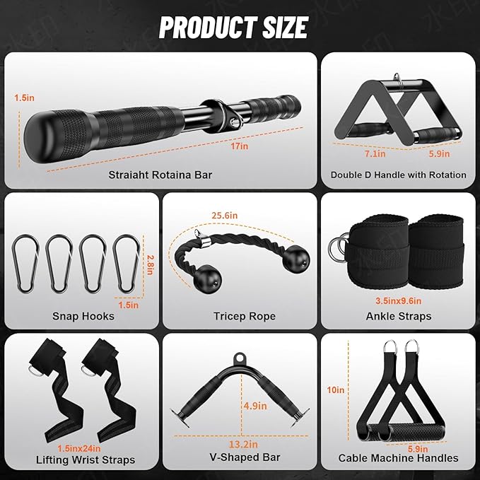 JOTUPLUN Cable Machine Attachment for Home Gym, Tricep Press LAT Pull Down Attachment, Tricep Press Down Cable Accessories for Weight Fitness Multiple Options