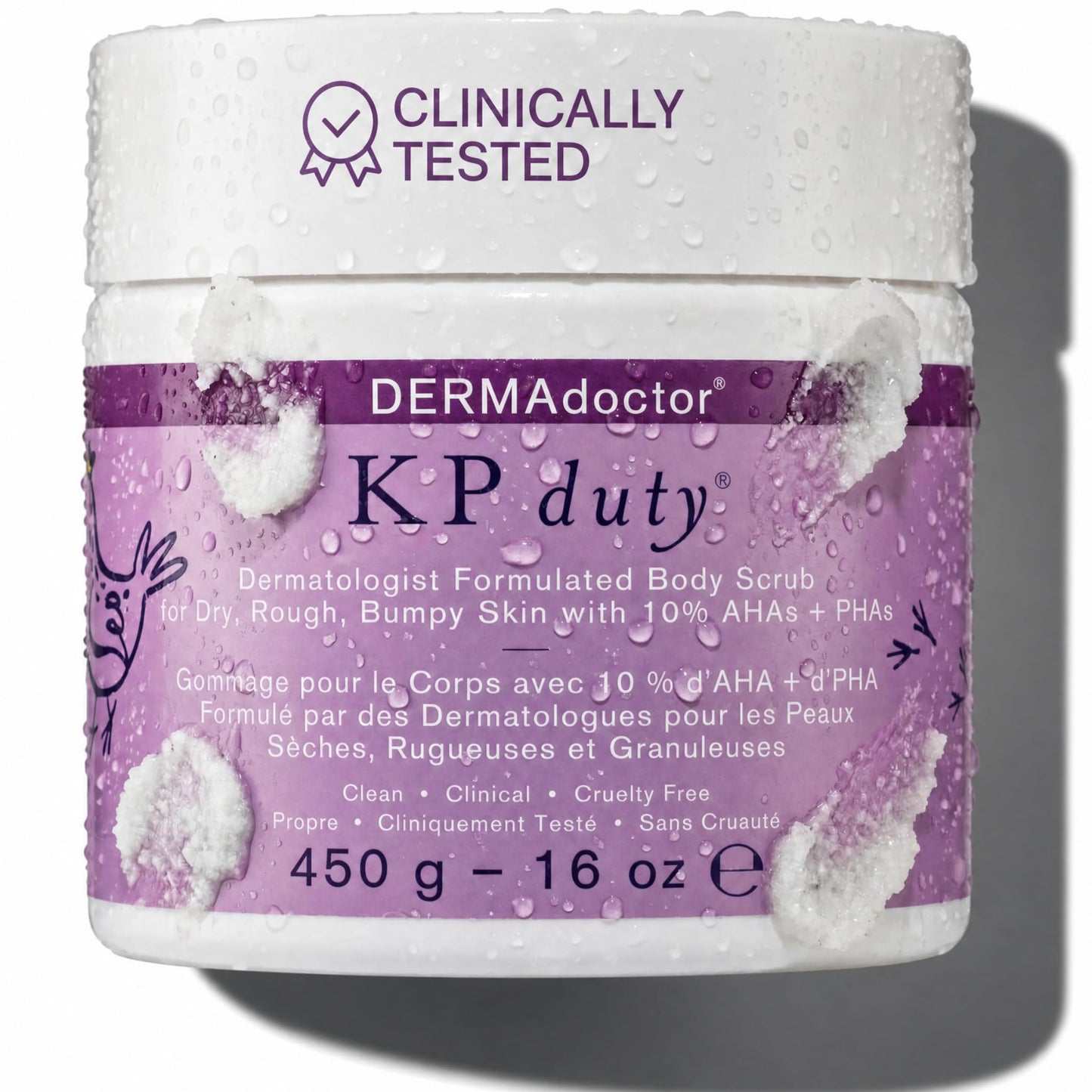 DERMAdoctor KP Bump Eraser Body Scrub with 10% AHAs + PHAs for Keratosis Pilaris, Dry, Rough, and Bumpy Skin, Dermatologist Formulated Exfoliating Body Scrub with Glycolic and Lactic acids - 16 Fl oz