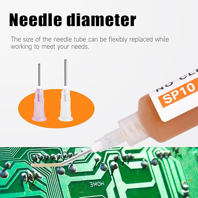 TOWOT No-Clean Soldering Flux Paste for Electronics, 10 ml, Pneumatic Dispenser with Plunger & Dispensing Tip