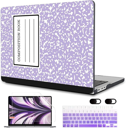 MEEgoodo Case for M5/M4/M3/M2 MacBook Air 13 inch Case 2026 2025 2024 2022, Fit Model A3449/A3240/A3113/A2681, Laptop Hard Shell Compatible with MacBook Air 13.6-inch, Composition Book Purple