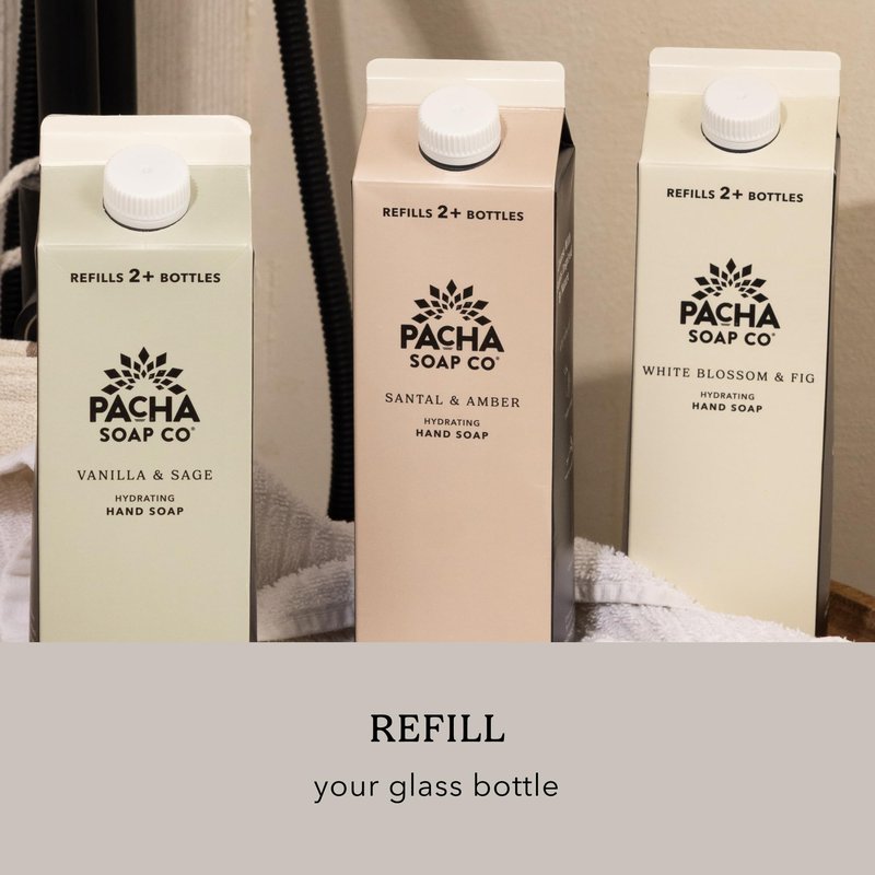 Pacha Soap Co. Liquid Hand Soap Refill - Santal & Amber, Hydrating & Moisturizing Formula with Clean Ingredients, Paraben, sulfate, and Dye Free, Made in the USA, 2-Pack (32 fl oz Each)