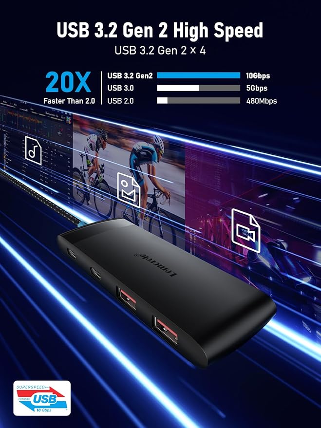 USB C Hub with 10Gbps 2 USB3.2 & 2 USB C 3.2, Charging Port,HDMI to USB C Dongle Multiport Digital AV Converter for MacBook Pro/Air, iPad, Tablets, Switch,