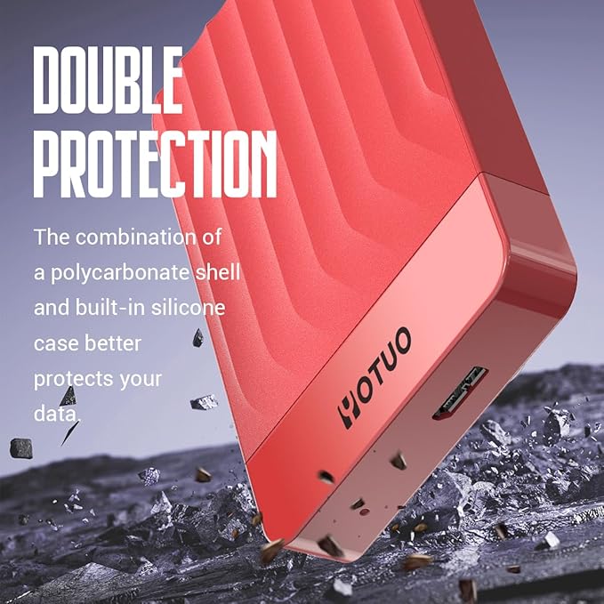YOTUO 500GB External Hard Drive, Portable Storage Expansion HDD, USB 3.0 & USB-C for PC, Mac, Desktop, Laptop, Smartphone, PS4, Xbox One, Xbox 360, Office & Game, Red