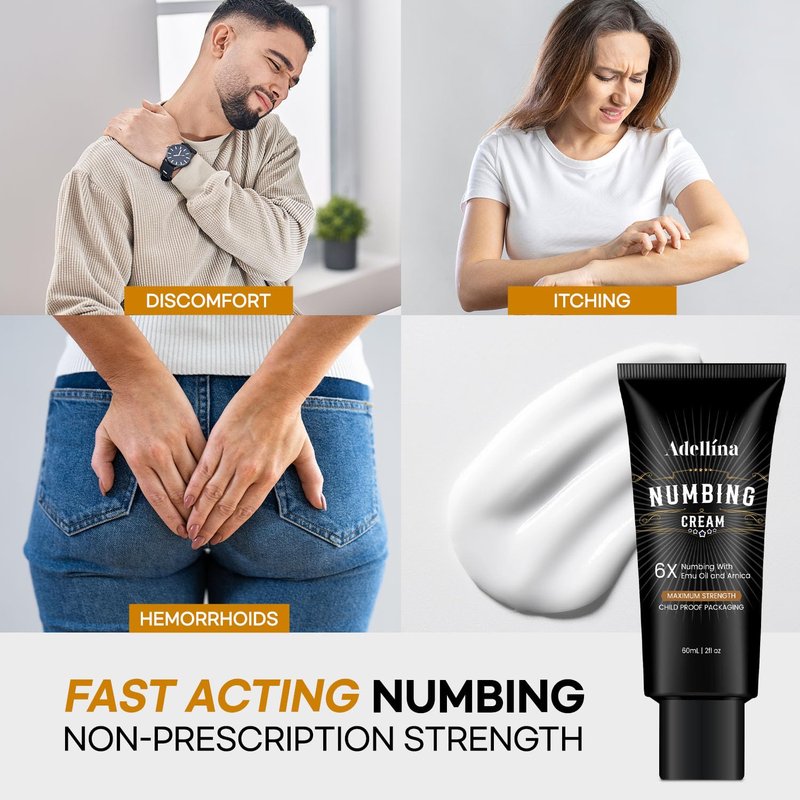 Adellina Numbing Cream Maximum Strength: Long Lasting Extra Soothing with Arnica and Elmu Oil (2 Fl Oz (Pack of 1))