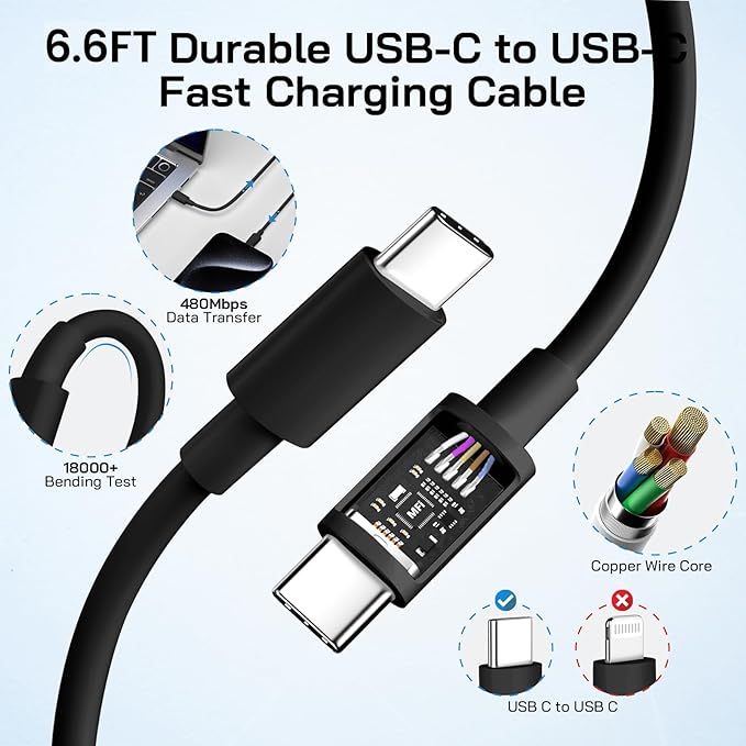 30W USB C i Phone 17 16 15 Charger Fast Charging, 2PACK Wall Charger for iPhone 16 15 Pro Max Charger Cord 6.6FT Fast Type C Block for iPhone 17 Pro Max/17 Air/16/15 Plus/15 Pro Max,i Pad Pro, Black