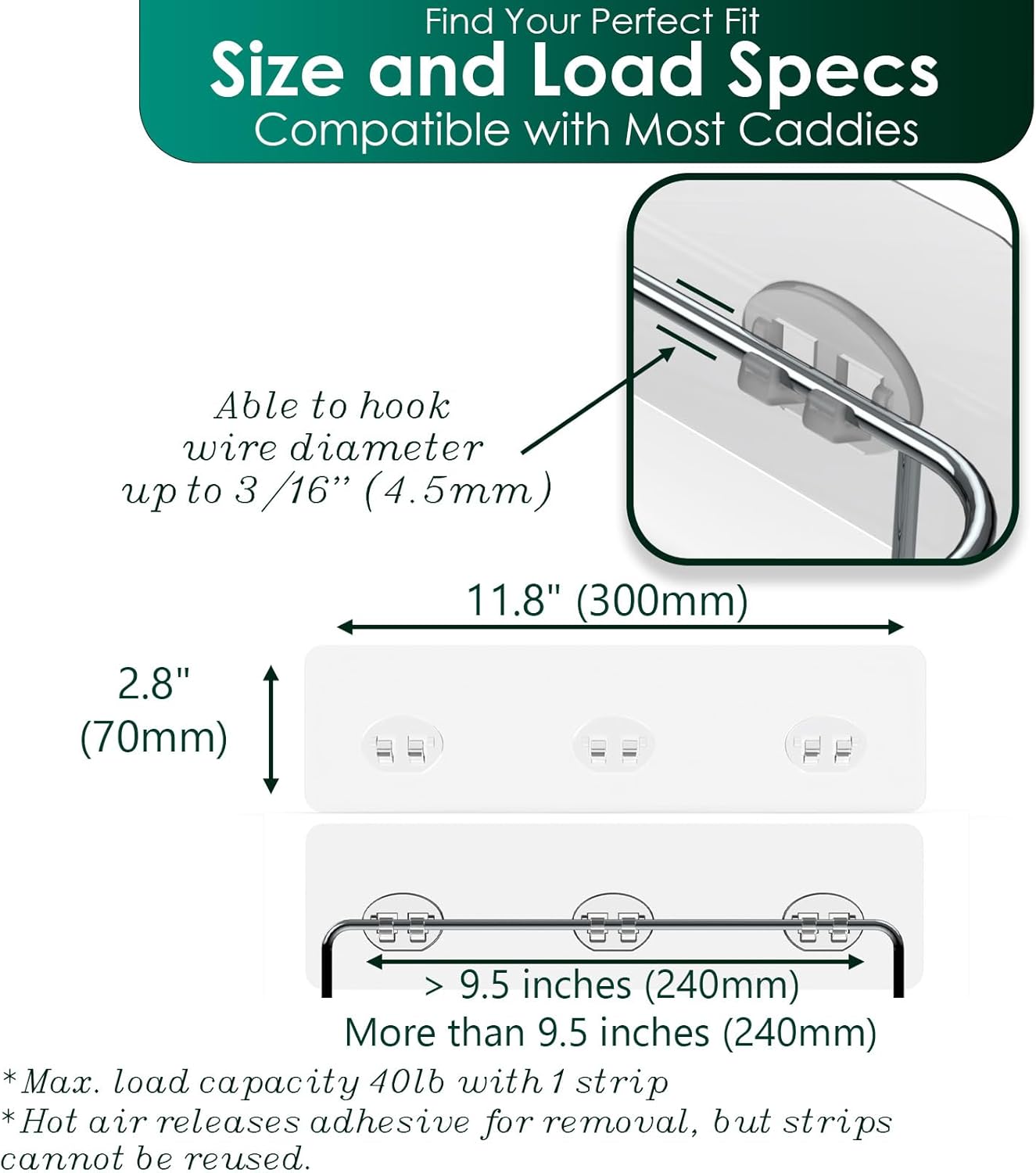 Skiennix Shower Caddy Adhesive Replacement Stickers - 4 Pack with 3 Hooks for Easy Installation
