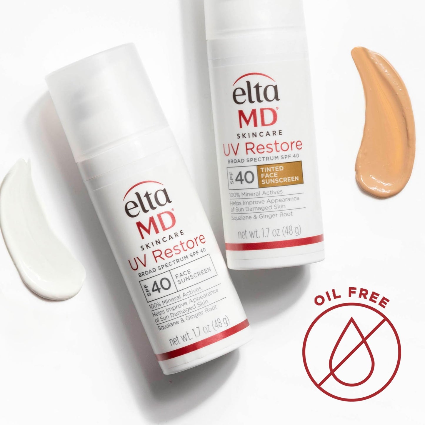 EltaMD UV Restore Face Sunscreen,SPF 40,Mineral Sunscreen for Sun Damaged Skin Repair,Anti-Aging Zinc Oxide Moisturizer Formula for Face,1.7 oz,(Pack of 2)