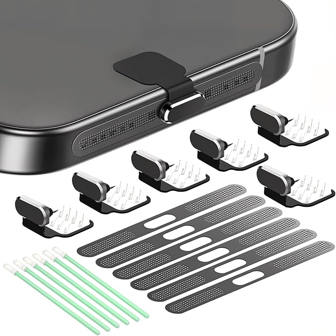 GOWEEWON 6 Pack USB C Dust Plug, Anti-Lost USB C Plug Cover USB C Charging Port Protector Cover with Speaker Dust Cover Compatible with iPhone, 16, 15 (Pro, Plus, Pro Max) iPhone 17