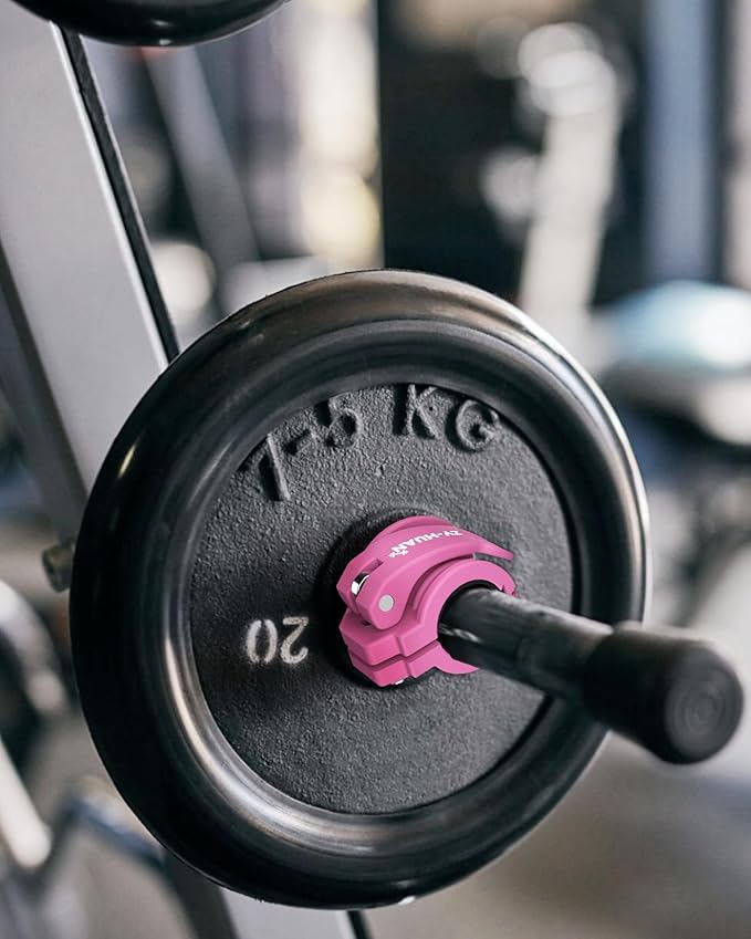 ZY-HUAN Pro Barbell Clips 1 inch Barbell Clamps 0.9-1.18inch Quick Release Weight Clips for Bars Multi-Size Adjustable Olympic Barbell Clamps (Pink)