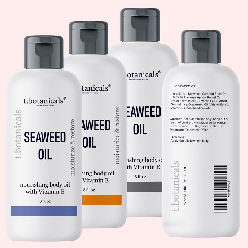 Seaweed Body Oil 8 oz. Nourishing Sea Moss Oil Fast Absorbing Firming Anti-Aging Non-Greasy Oil Day and Night Massage Kelp Moisturizer for Dry Dull, Sagging Skin, Face, Hair, Foot, Hands (Unscented)