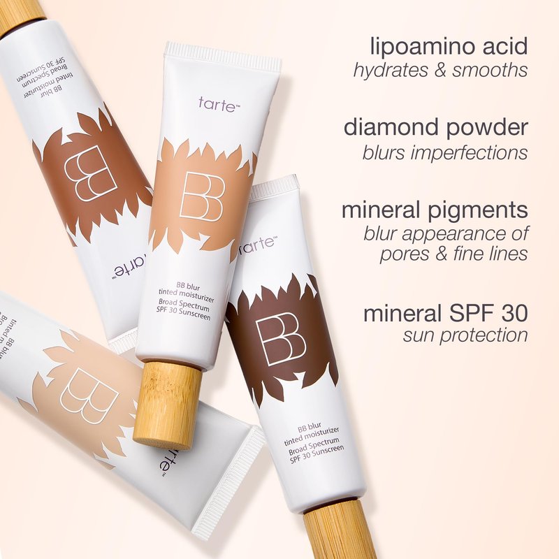 tarte BB blur tinted moisturizer Broad Spectrum SPF 30 – Medium Buildable Coverage with Natural Lightweight Matte Finish, Vegan & Cruelty-Free, full size, tan