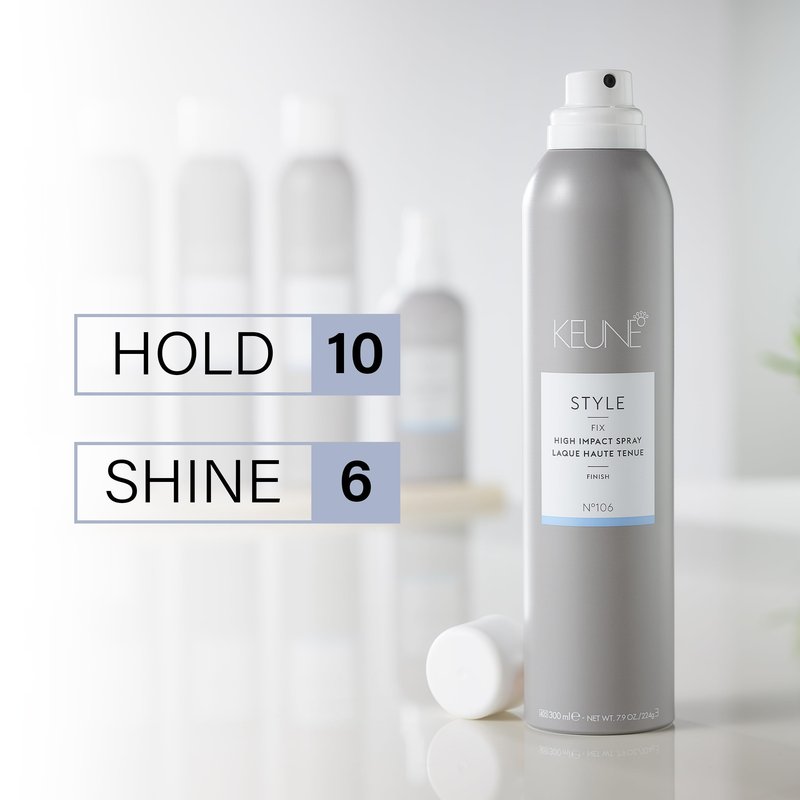 KEUNE Style High Impact Spray Fixer, Strong Hold Hairspray with Humidity Protection, Natural Shine Finishing Spray for All Hair Types, 9.2 Fl Oz