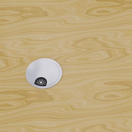 Skweawert Desk Grommet 3-1/8 Inch 80mm, Zinc Alloy Computer Desk Wire Hole Cover, Office Desktop Cord Cable Hole Metal Ring, Bright Silver