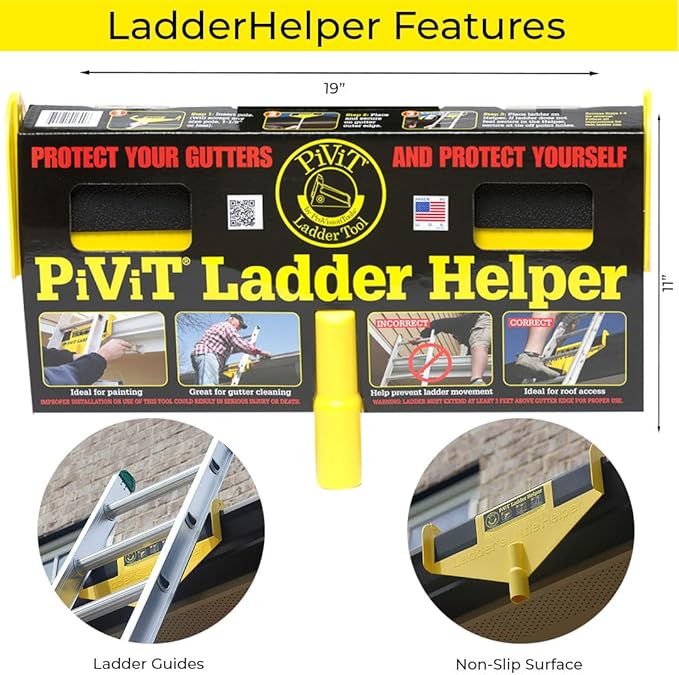 PiViT® Ladder Helper, Ideal for Painting and Gutter Cleaning. Safeguard Your Gutters from Scratches and Dents. ProVisionTools, Inc®