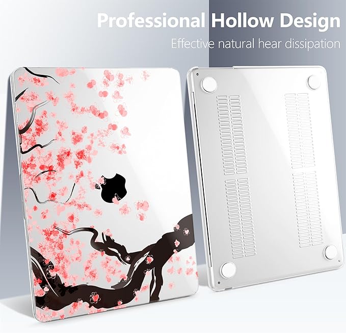 Batianda Premium Case for New MacBook Air 15 inch with M5 M4 M3 M2 Chip 2026 2025 2024 2023 Release, Designed Ultra-Slim Hardshell & Keyboard Cover & Screen Protector 4-in-1 Bundle, Cherry Blossoms