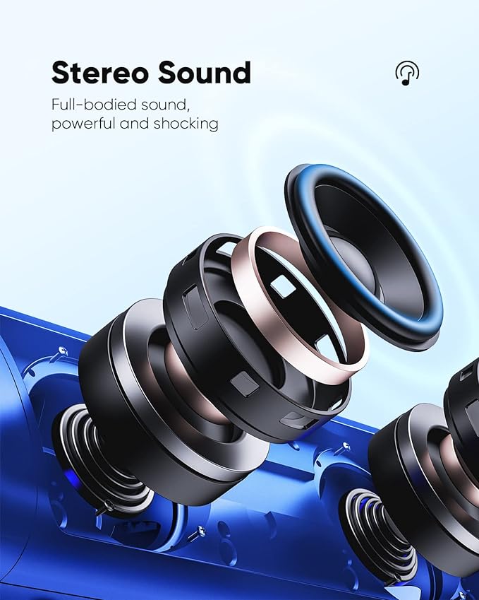 Bluetooth Speaker, 20W HD Sound, Portable Wireless, IPX5 Waterproof, Up to 24H Playtime, TWS, for Home/Party/Outdoor/Camping/Beach Essentials, Birthday Gift for Fathers Day Men Dad Husband (Blue)