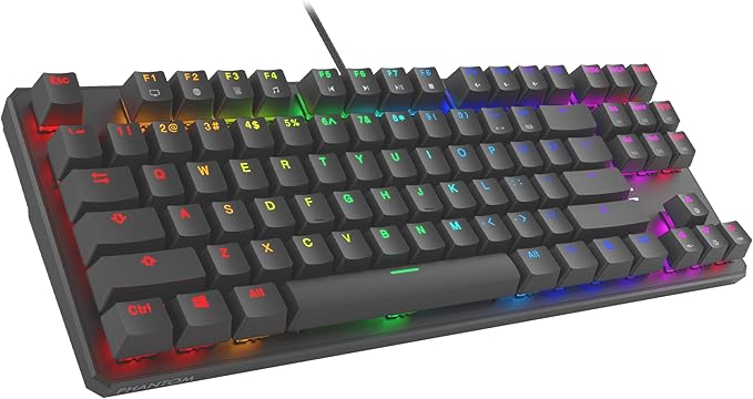 TECWARE Phantom 87 Key RGB Mechanical Gaming Keyboard | Outemu Blue Switch | 16.8M Color LED Lighting | 18 Pre-Set | Low Latency | N-Key Rollover | Software Customizable Keys | Wired USB Connection
