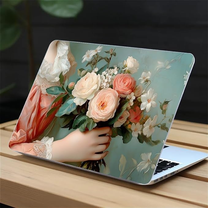 COTAIL Compatible with MacBook Air 13.3 13.6 Inch Case 2022 2021 2020 2019 Plastic Hard Shell Case Cover,13.6 Air (A2681) M2 2022, A Lady with Flowers