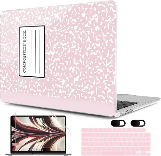 MEEgoodo Case for M5/M4/M3/M2 MacBook Air 13 inch Case 2026 2025 2024 2022, Fit Model A3449/A3240/A3113/A2681, Laptop Hard Shell Compatible with MacBook Air 13.6-inch, Pink Composition Book