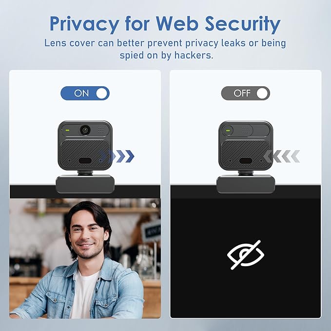 4K Webcam for PC, with 2 Microphone, 85° FOV Computer Cameras with Mirror & Flip Funtion, Remote, Precise Focus, Privacy Cover, Tripod, Webcam for PC, Great for for Computer/Zoom/Skype/Teams/Windows