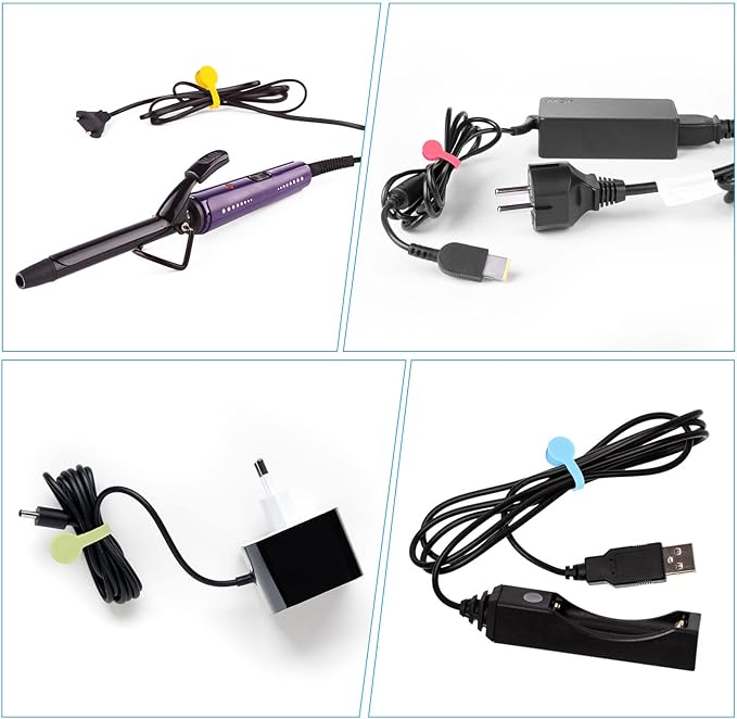 Viaky Magnetic Cable Ties [6-Pack], Reusable Silicone Cord Organizers & Cable Management, Heavy Duty Magnet Twist Wrap Straps for USB, Earphones, Appliance Cords - Macaron Multicolor