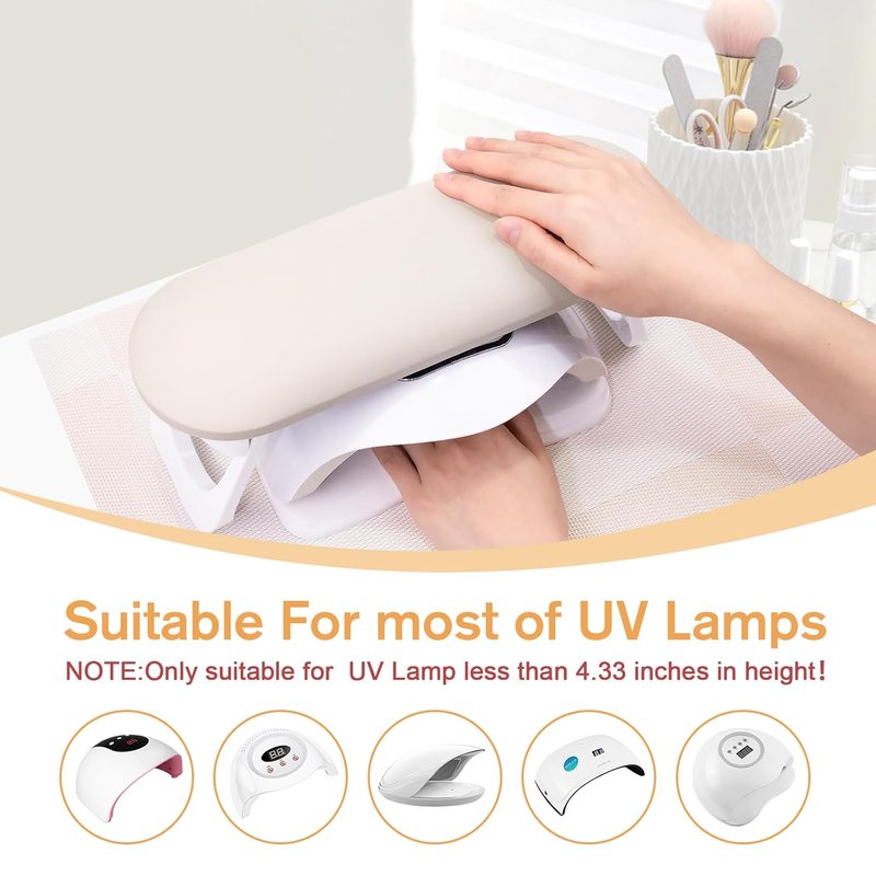Nail Arm Rest - Foldable PU Leather Cushion for Acrylic Nails | Light Gray Hand Holder for Manicure & Pedicure