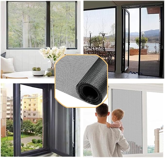 36IN*50FT Window Screen Mesh,Fiberglass Screens Roll,Pet Proof Window Screen Replacement,DIY Screening Mesh Netting for Windows, Door, Pool, Porch,Patio -Black（90cm*15m）