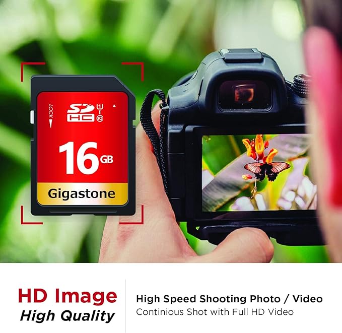 GIGASTONE 16GB SD Card 20-Pack UHS-I U1 Class 10 SDHC Memory Card High Speed Full HD Video Compatible with Digital Camera, SPYPOINT TACTACAM WOSPORTS Trail Camera, with 20 Mini Cases
