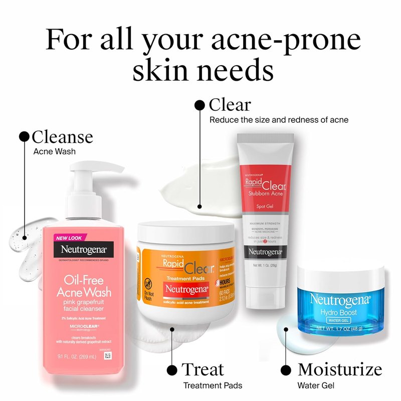 Neutrogena Oil-Free Pink Grapefruit Acne Wash - 2% Salicylic Acid & Vitamin C | 6 fl. oz, 3 Pack