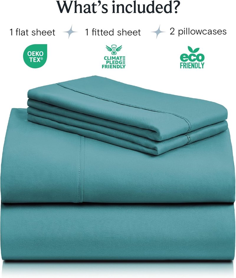 LuxClub Queen Sheet Set - Breathable Luxury Bed Sheets with Deep Pockets | Silky Soft & Wrinkle-Free - Teal