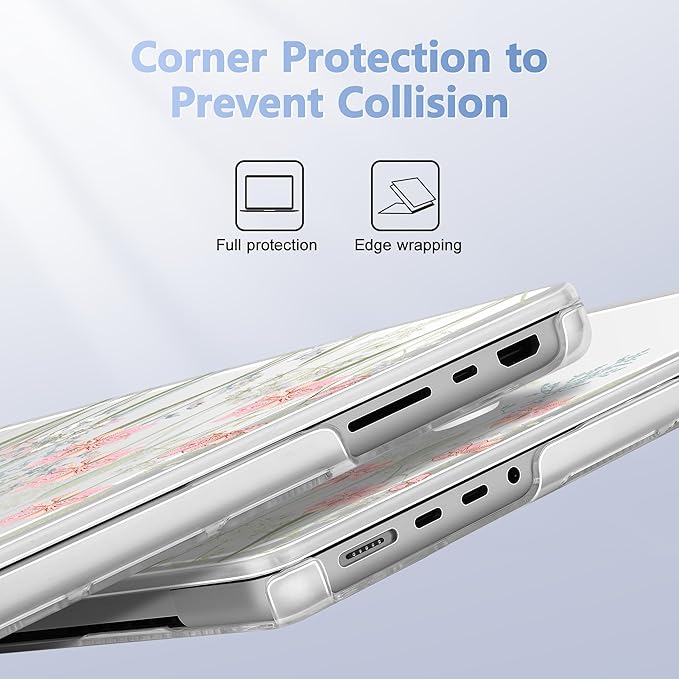 Lepeoac for MacBook Pro 16 inch Case M1 M2 M3 M4 M5 Pro/Max with Liquid Retina XDR, Release 2021-2025 2026 A3429 A3428, Hard Shell Case with Screen Protector & Keyboard Cover, Floral C322