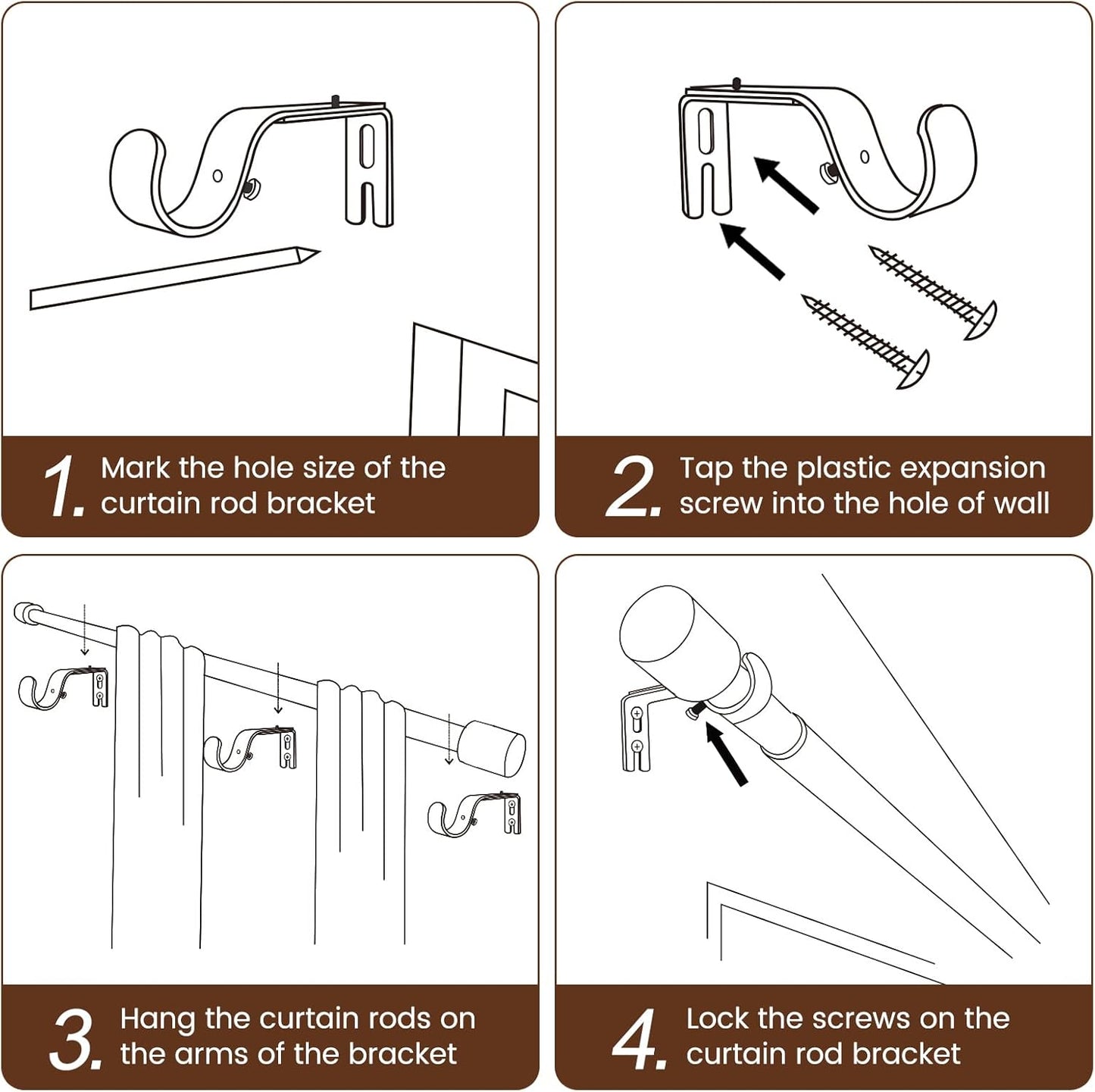 Skiennix Heavy-Duty Adjustable Curtain Rod - 30 to 90 Inch, Matte White, Fits 30-84 Inch Windows
