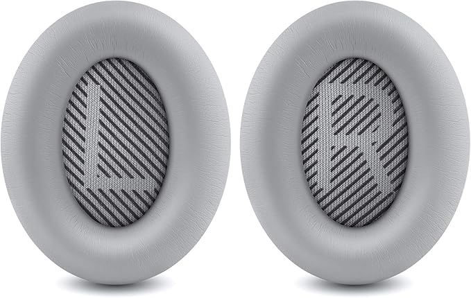 HZTCAM Professional Replacement Ear Pads for Bose QuietComfort 35 QC15 QC25 QC2 QC35/ Ae2 Ae2i Ae2w SoundTrue & SoundLink Over-Ear/Around-Ear Headphones/Soft Protein Leather (Silver)