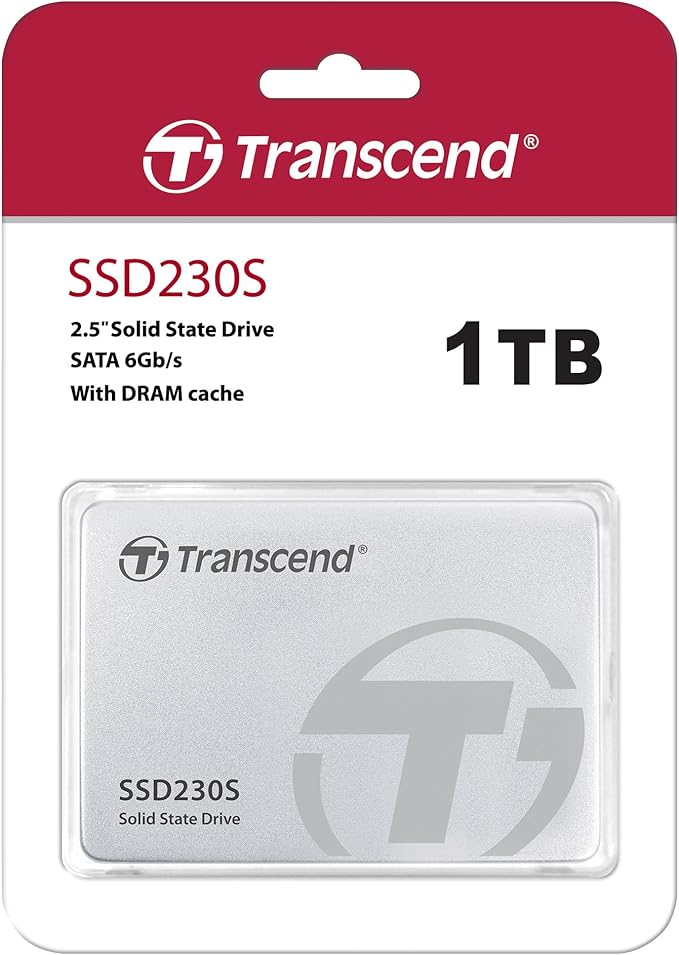 Transcend SSD230 1TB 2.5" SATA III 6Gb/s Internal SSD with DRAM, Up to 560MB/s, for PS4/ PCs/Laptops, Desktops/Notebooks, 3D TLC Internal Solid State Drive with SLC Cache, RAID Engine, LDPC Coding