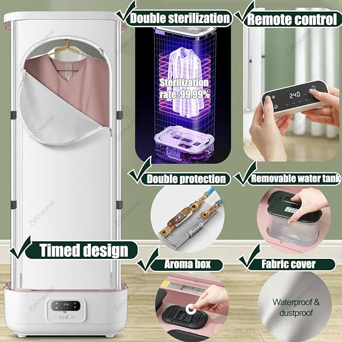 Steam Press Ironing Machine,Portable Dryer with 360Â° Hot Air Circulation,Intelligent Timing,Automatic Garment Care, for Clothes & Fabric, Quick-Drying Steam