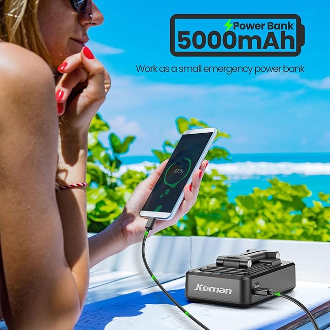 JTEMAN Cell Phone Stand with Bluetooth Speaker and Charging Function, HD Sound Adjustable Phone Holder, Birthday Gifts for Men Women, Cool Tech Kitchen Gadgets for All Phones,Tablet (Black)