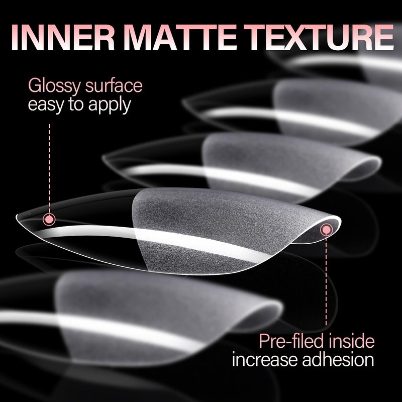 AILLSA Medium Almond Nail Tips Pre-Shaped Acrylic Nails Tips Half Matte Full Cover Tips Clear Gelly Press on Flase Nail Tips for Extension Nail Manicure Home DIY 216PCS 12Sizes