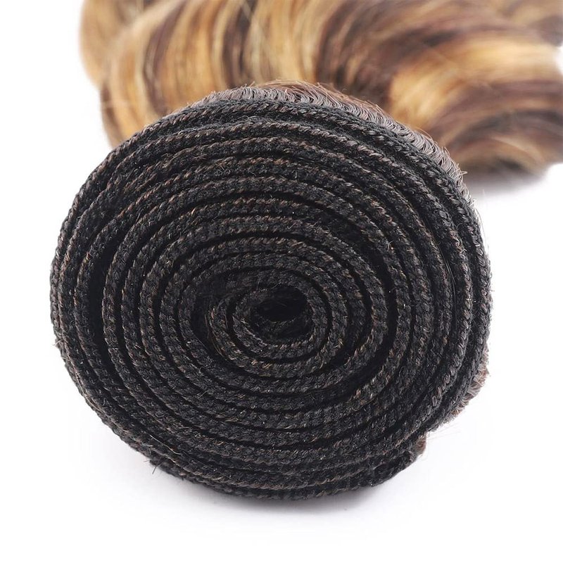P4/27 Highlight Blonde Bundles Human Hair Deep Wave Bundles Human Hair 18 20 22 Inch Brazilian Hair 3 Bundle Brown Unprocessed Virgin Remy Hair Extensions 50 Gram Per Bundle
