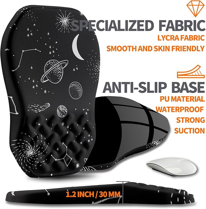 Armanza Ergonomic Slope Mouse Pad Wrist Support, Wrist Rest Mousepad for Carpal Tunnel Pain Relief with Massage Bulge and Slow Rebound Memory Foam (12x8 inch, Galactic System)