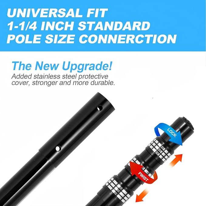 Carbon Fiber Pool Rod - Professional 4.5-15 Foot Telescopic 4-Piece Pool Cleaning Rod Set, Adjustable Telescopic Rod for Cleaning Nets, Brushes, Vacuum Heads