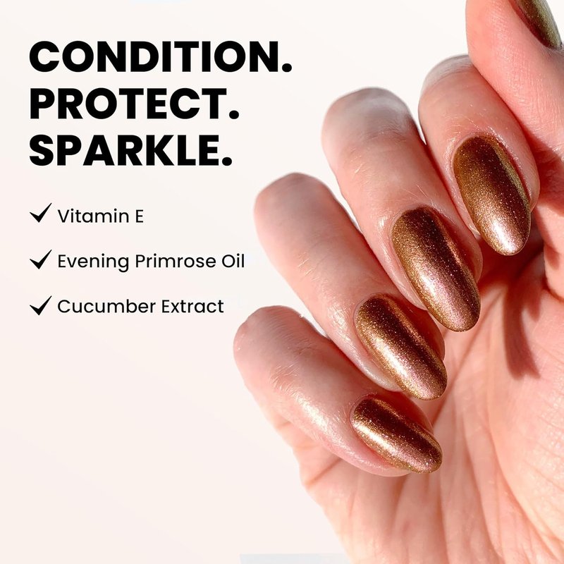 LONDONTOWN Shimmer Nail Highlighter | Iridescent Copper Rose Gold Nail Polish Treatment - Vegan, 0.40 fl oz