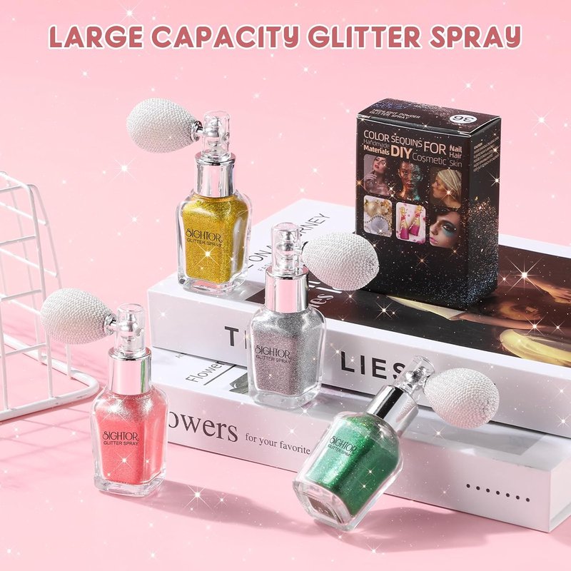 Body Glitter Spray - 30ML Shiny Highlighter for Body, Hair & Face | Sparkle Pearl Makeup in Gold