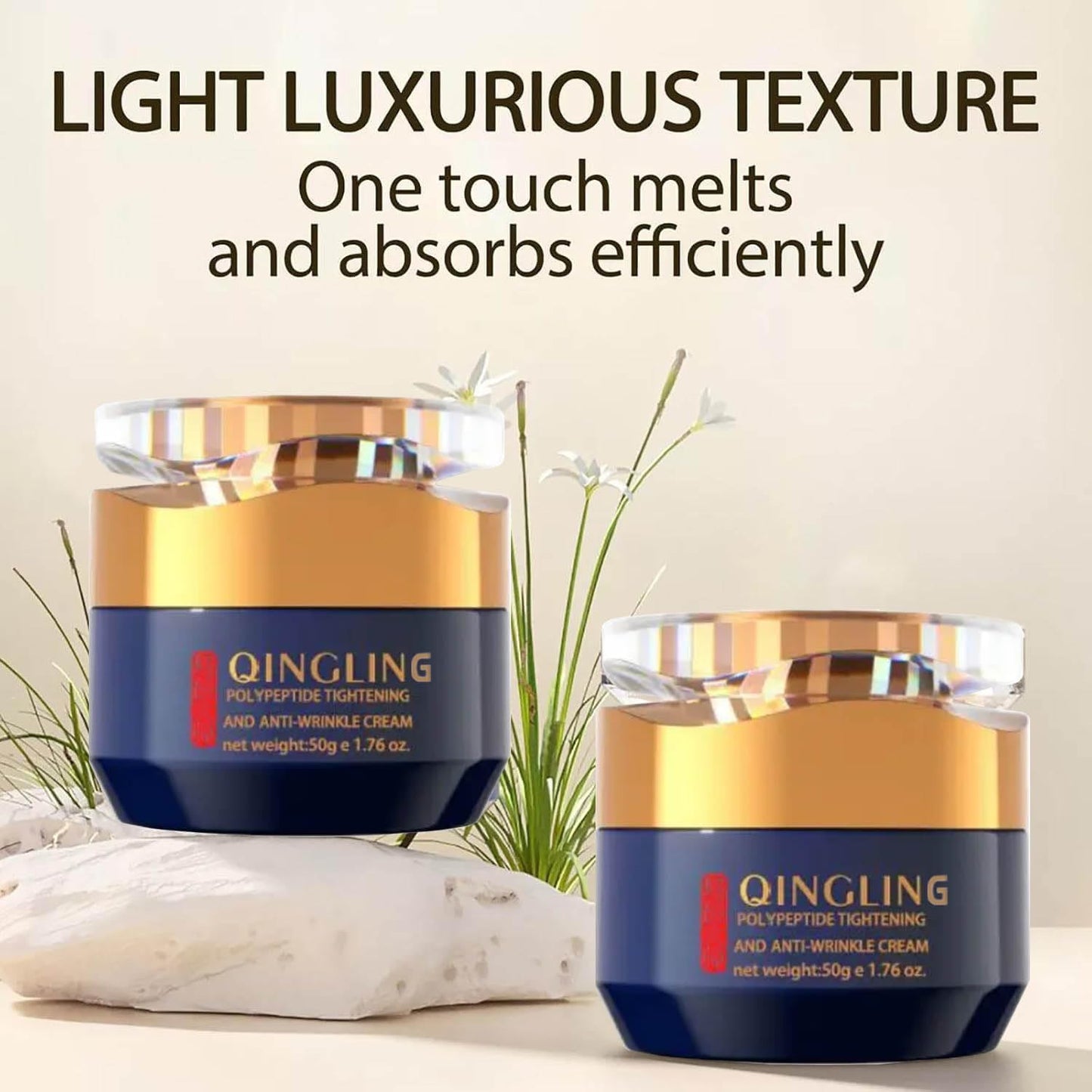 GROHESE Qingling Face Cream, Quinglin Crema Para Arrugas, Qingling Wrinkle Removal Cream, Polypeptide Tightening and Anti-Wrinkle Cream, Facial Neck Eye Cream Anti-Aging for Men & Women (2)
