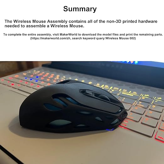 Wefuit for Bambu Lab Original Makerworld MH002 3D Printed Wireless Mouse Model Components DIY Creative Models-Compatible with Bambulab P1P/P1S,A1/A1 Mini,X1/X1C/X1E