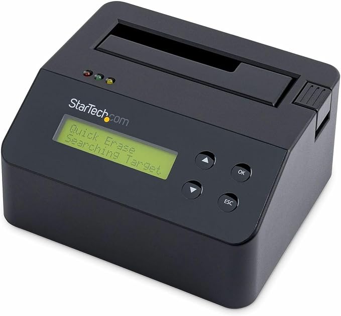 StarTech Single Bay Hard Drive Eraser, Standalone HDD/SSD Disk Sanitizer, NIST 800-88 & DOD 5220.22-M Secure Erase, 4Kn, USB 3.0 to SATA III, 9 Erase Modes, RS232 Printer Port, TAA Compliant