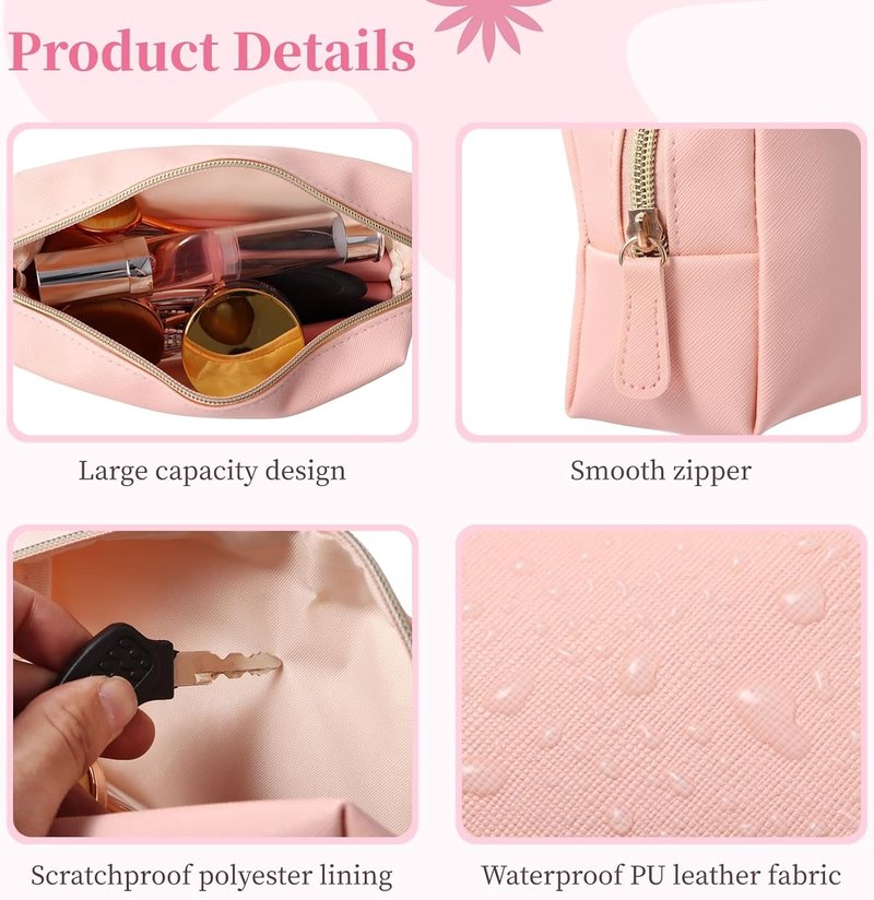 Small Makeup Bags - 8 Pcs PU Leather Waterproof Cosmetic Pouches | Portable Toiletry Organizers for Travel