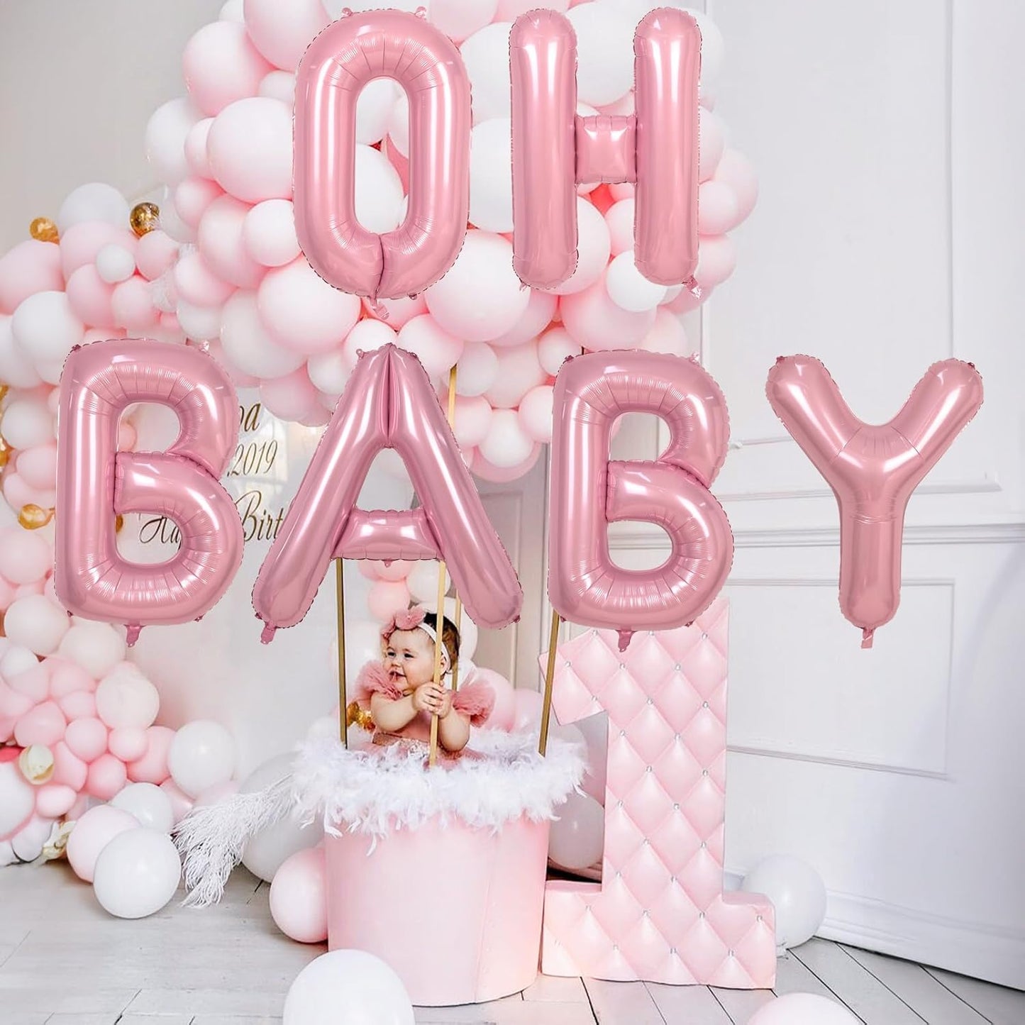 Pastel Pink D Balloon - 40 Inch Giant Mylar Foil Letter D for Girls' Birthday & Baby Shower Decorations